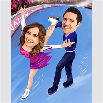 Ice Skating Couple Caricature from Photos - myDaVinci